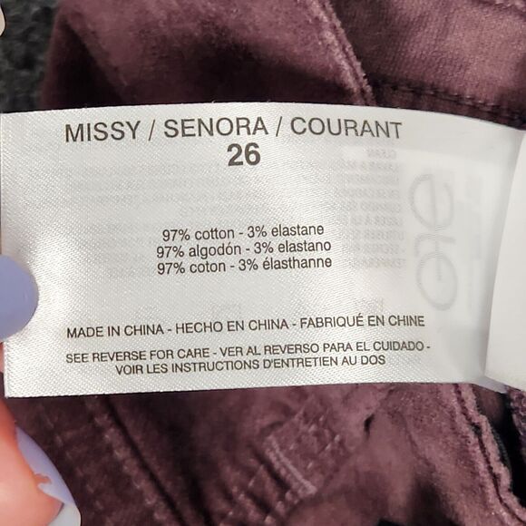 NWT SANCTUARY Purple Social Skinny High Rise Stretch Velvet Pants SIZE 26 - Picture 15 of 16